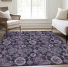 Piper Looms Chantille Damask ACN821 Eggplant Machine Washable Area Rug Lifestyle Image Feature
