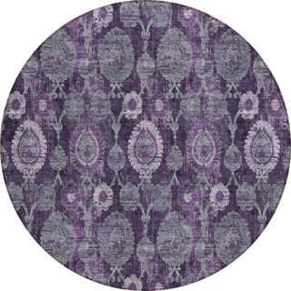 Piper Looms Chantille Damask ACN821 Eggplant Machine Washable Area Rug Round Main Image