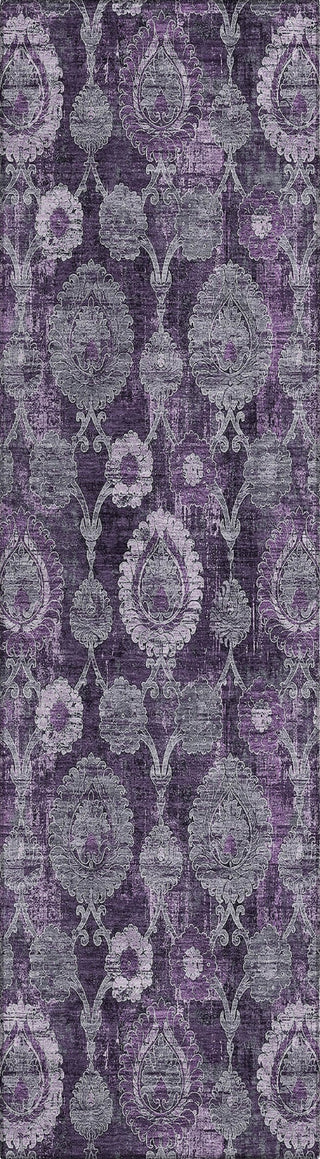 Piper Looms Chantille Damask ACN821 Eggplant Machine Washable Area Rug Runner Main Image