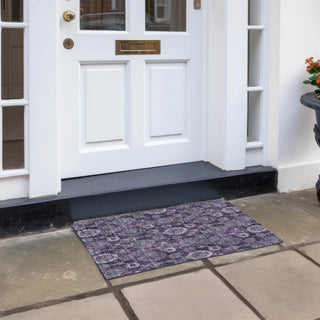 Piper Looms Chantille Damask ACN821 Eggplant Machine Washable Area Rug Scatter Outdoor Lifestyle Image Feature