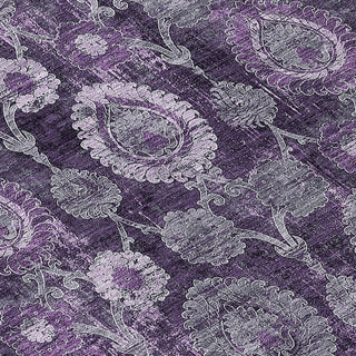 Piper Looms Chantille Damask ACN821 Eggplant Machine Washable Area Rug Swatch Image