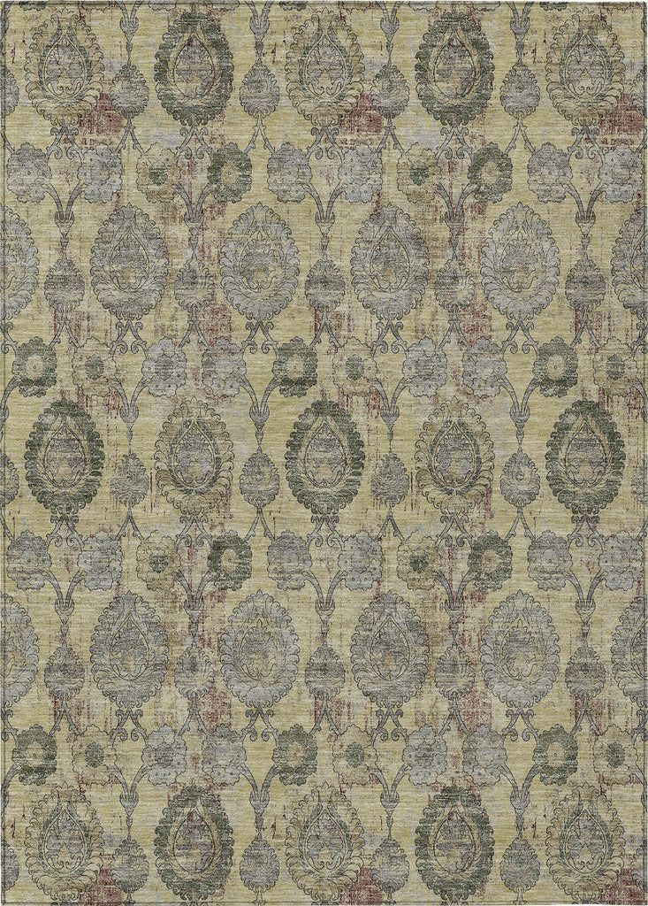 Piper Looms Chantille Damask ACN821 Gold Machine Washable Area Rug main image