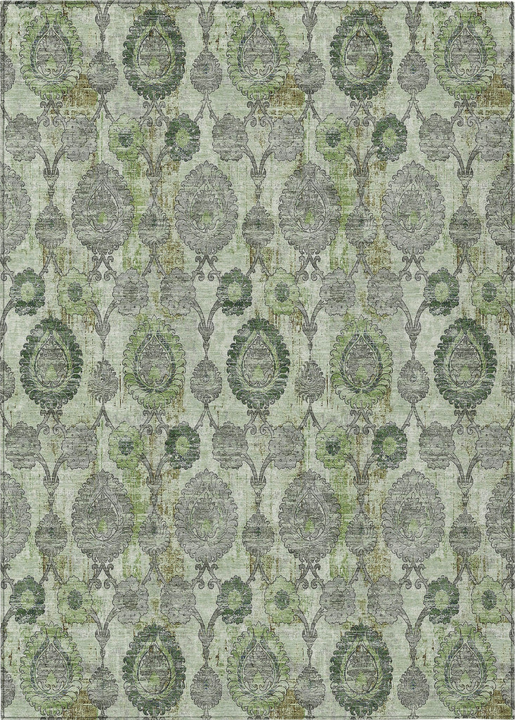 Piper Looms Chantille Damask ACN821 Green Machine Washable Area Rug main image