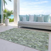 Piper Looms Chantille Damask ACN821 Green Machine Washable Area Rug Outdoor Lifestyle Image Feature