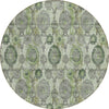 Piper Looms Chantille Damask ACN821 Green Machine Washable Area Rug Round Main Image