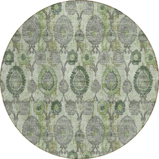 Piper Looms Chantille Damask ACN821 Green Machine Washable Area Rug Round Main Image