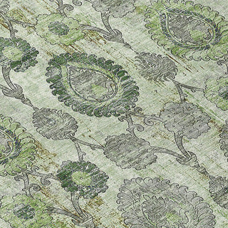 Piper Looms Chantille Damask ACN821 Green Machine Washable Area Rug Swatch Image