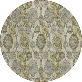 Piper Looms Chantille Damask ACN821 Khaki Machine Washable Area Rug Round Main Image