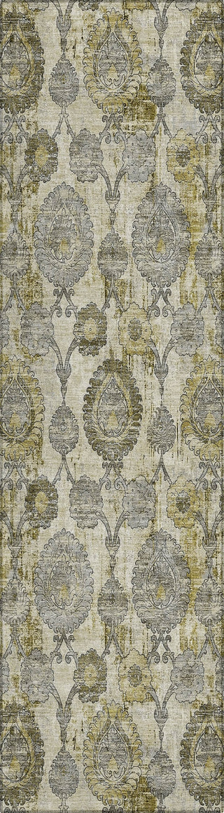 Piper Looms Chantille Damask ACN821 Khaki Machine Washable Area Rug Runner Main Image