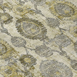 Piper Looms Chantille Damask ACN821 Khaki Machine Washable Area Rug Swatch Image