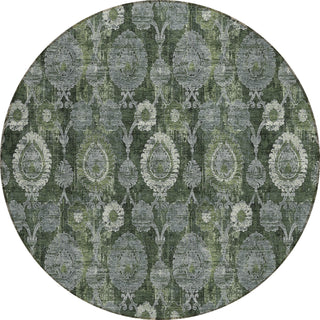 Piper Looms Chantille Damask ACN821 Olive Machine Washable Area Rug Round Main Image