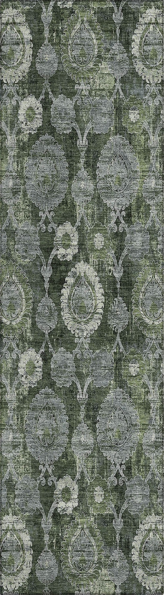 Piper Looms Chantille Damask ACN821 Olive Machine Washable Area Rug Runner Main Image