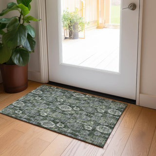 Piper Looms Chantille Damask ACN821 Olive Machine Washable Area Rug Scatter Lifestyle Image Feature