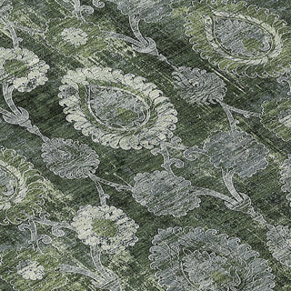 Piper Looms Chantille Damask ACN821 Olive Machine Washable Area Rug Swatch Image