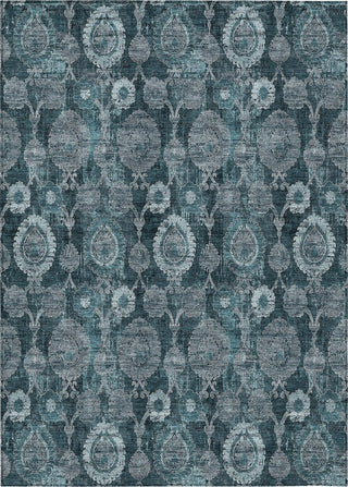 Piper Looms Chantille Damask ACN821 Teal Machine Washable Area Rug main image