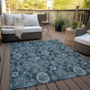 Piper Looms Chantille Damask ACN821 Teal Machine Washable Area Rug Outdoor Lifestyle Image Feature