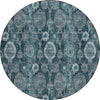 Piper Looms Chantille Damask ACN821 Teal Machine Washable Area Rug Round Main Image