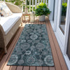 Piper Looms Chantille Damask ACN821 Teal Machine Washable Area Rug Runner Outdoor Lifestyle Image Feature