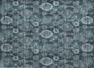Piper Looms Chantille Damask ACN821 Teal Machine Washable Area Rug Scatter Main Image