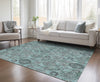 Piper Looms Chantille Damask ACN821 Turquoise Machine Washable Area Rug Lifestyle Image Feature
