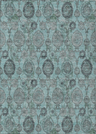 Piper Looms Chantille Damask ACN821 Turquoise Machine Washable Area Rug main image