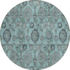 Piper Looms Chantille Damask ACN821 Turquoise Machine Washable Area Rug Round Main Image