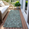 Piper Looms Chantille Damask ACN821 Turquoise Machine Washable Area Rug Runner Outdoor Lifestyle Image Feature