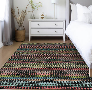 Piper Looms Chantille Stripes ACN823 Black Machine Washable Area Rug Lifestyle Image Feature