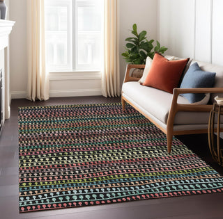 Piper Looms Chantille Stripes ACN823 Black Machine Washable Area Rug Lifestyle Image Feature