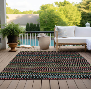Piper Looms Chantille Stripes ACN823 Black Machine Washable Area Rug Outdoor Lifestyle Image Feature