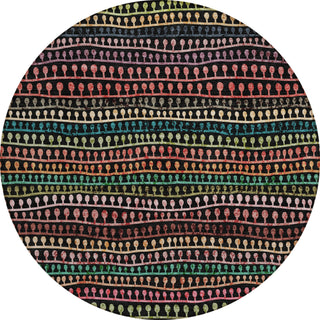 Piper Looms Chantille Stripes ACN823 Black Machine Washable Area Rug Round Main Image