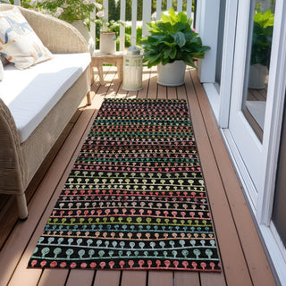 Piper Looms Chantille Stripes ACN823 Black Machine Washable Area Rug Runner Outdoor Lifestyle Image Feature