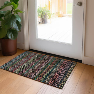 Piper Looms Chantille Stripes ACN823 Black Machine Washable Area Rug Scatter Lifestyle Image Feature