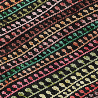 Piper Looms Chantille Stripes ACN823 Black Machine Washable Area Rug Swatch Image