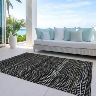 Piper Looms Chantille Stripes ACN823 Taupe Machine Washable Area Rug Outdoor Lifestyle Image Feature