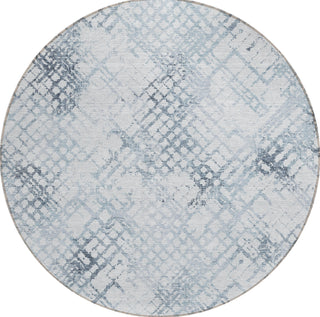 Piper Looms Chantille Squares ACN824 Blue Machine Washable Area Rug Round Main Image