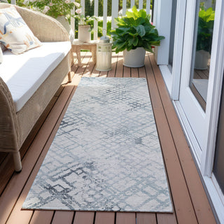 Piper Looms Chantille Squares ACN824 Blue Machine Washable Area Rug Runner Outdoor Lifestyle Image Feature