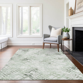 Piper Looms Chantille Squares ACN824 Green Machine Washable Area Rug Lifestyle Image Feature