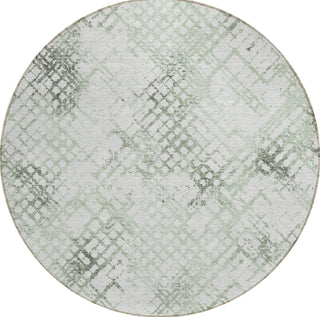 Piper Looms Chantille Squares ACN824 Green Machine Washable Area Rug Round Main Image