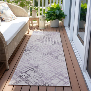Piper Looms Chantille Squares ACN824 Purple Machine Washable Area Rug Runner Outdoor Lifestyle Image Feature