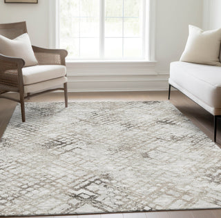 Piper Looms Chantille Squares ACN824 Taupe Machine Washable Area Rug Lifestyle Image Feature
