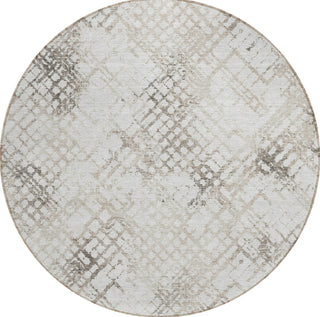 Piper Looms Chantille Squares ACN824 Taupe Machine Washable Area Rug Round Main Image