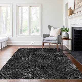 Piper Looms Chantille Squares ACN825 Charcoal Machine Washable Area Rug Lifestyle Image Feature