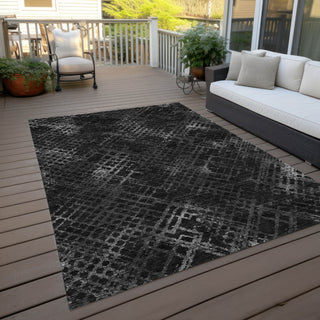 Piper Looms Chantille Squares ACN825 Charcoal Machine Washable Area Rug Outdoor Lifestyle Image Feature