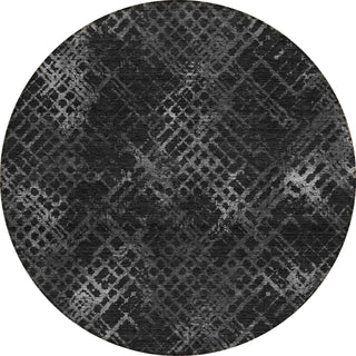 Piper Looms Chantille Squares ACN825 Charcoal Machine Washable Area Rug Round Main Image