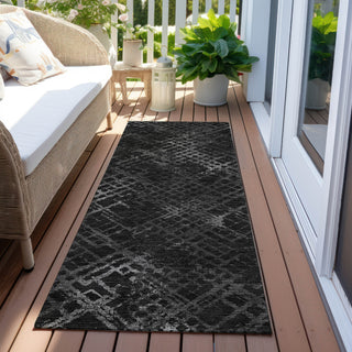 Piper Looms Chantille Squares ACN825 Charcoal Machine Washable Area Rug Runner Outdoor Lifestyle Image Feature