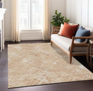 Piper Looms Chantille Squares ACN825 Coral Machine Washable Area Rug Lifestyle Image Feature