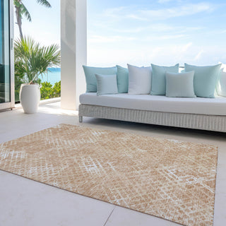 Piper Looms Chantille Squares ACN825 Coral Machine Washable Area Rug Outdoor Lifestyle Image Feature