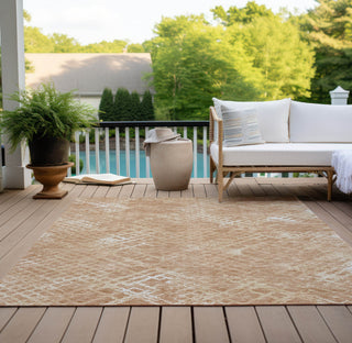 Piper Looms Chantille Squares ACN825 Coral Machine Washable Area Rug Outdoor Lifestyle Image Feature