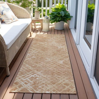 Piper Looms Chantille Squares ACN825 Coral Machine Washable Area Rug Runner Outdoor Lifestyle Image Feature